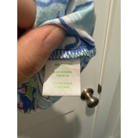 Lilly Pulitzer Womens Wynne Casual Top Blue Floral Short Sleeve Off Shoulder M - Picture 3 of 5